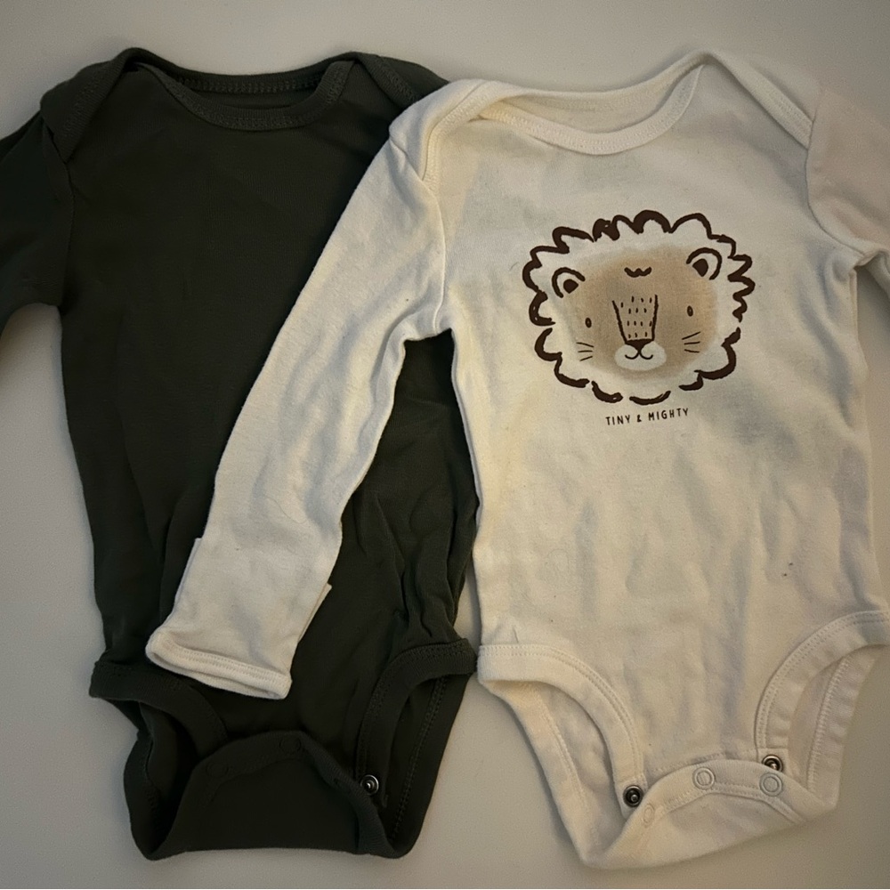 3-6m Lion Print and Green One Piece Set